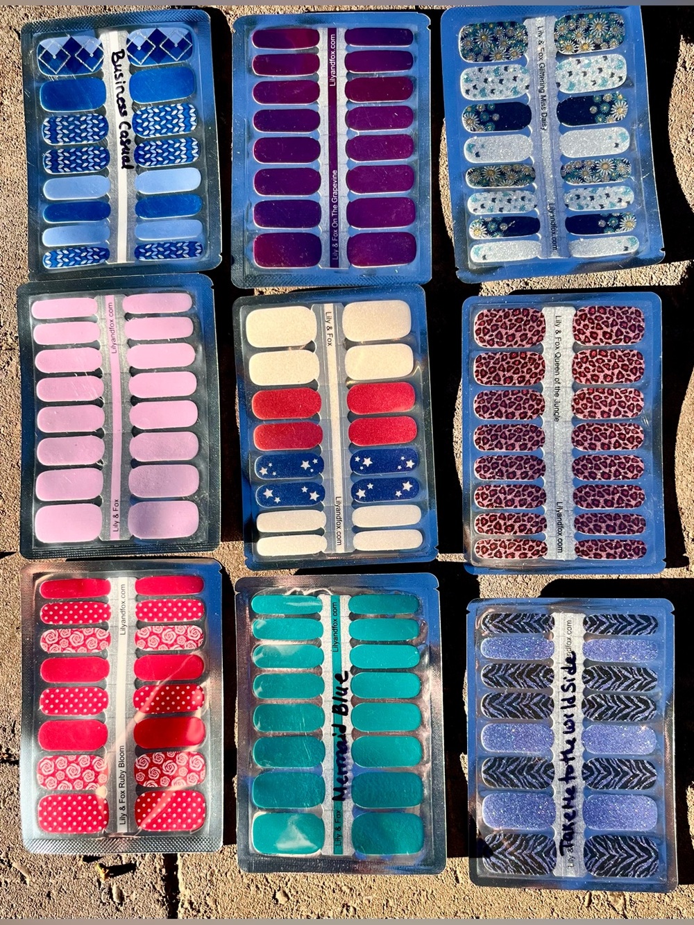 Lily & Fox Assorted Nail Wraps 9 Sets — Mixed Colors & Patterns NIP